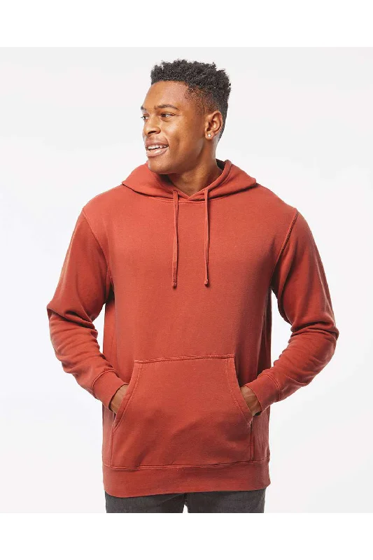 Independent Trading Co. Mens Pigment Dyed Hooded Sweatshirt Hoodie w/ Pouch Pocket - Amber