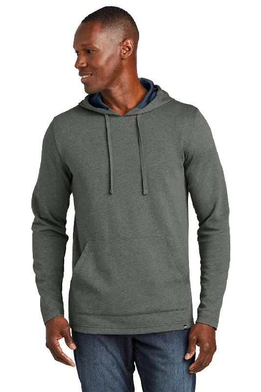 TravisMathew Mens Coveside Wrinkle Resistant Hooded Sweatshirt Hoodie w/ Pouch Pocket - Heather Dark Grey - New