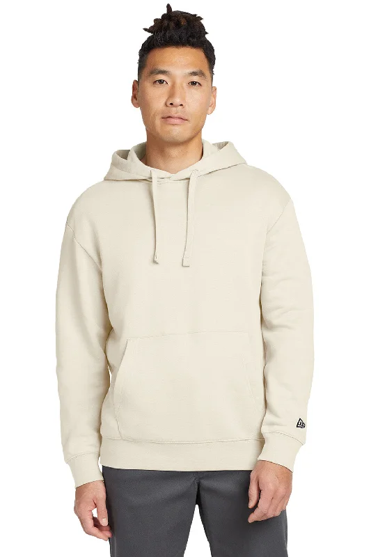 New Era Mens Heritage Fleece Hooded Sweatshirt Hoodie w/ Pouch Pocket - Soft Beige - New