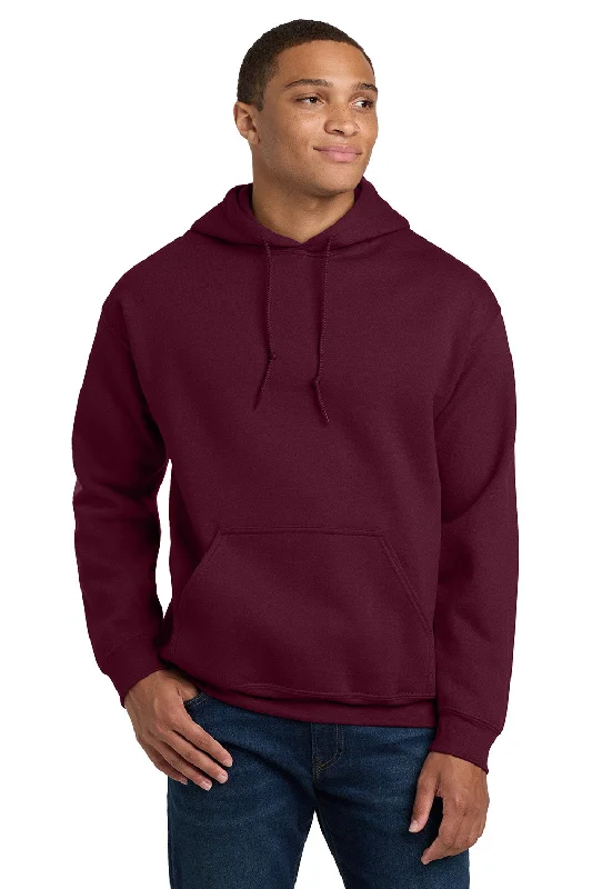 Gildan Mens Pill Resistant Hooded Sweatshirt Hoodie w/ Pouch Pocket - Maroon