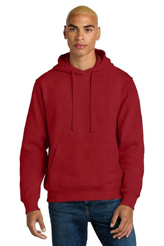 District Mens V.I.T. Heavyweight Fleece Hooded Sweatshirt Hoodie w/ Pouch Pocket - Classic Red