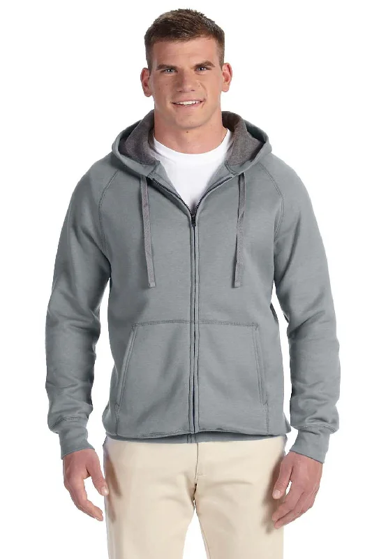 Hanes Mens Nano Fleece Full Zip Hooded Sweatshirt Hoodie w/ Pockets - Vintage Grey - Closeout