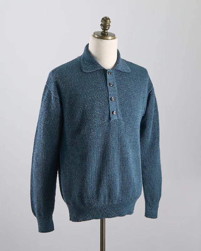 Openwork Stitch Polo Sweater