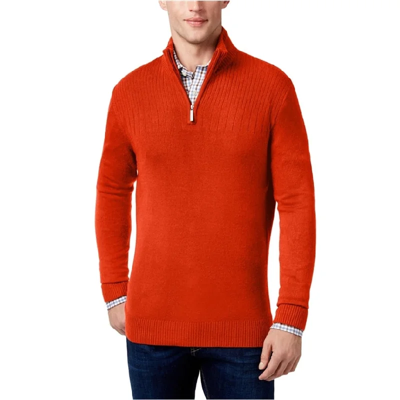 Geoffrey Beene Mens Ribbed Yoke 1/4 Zip Pullover Sweater