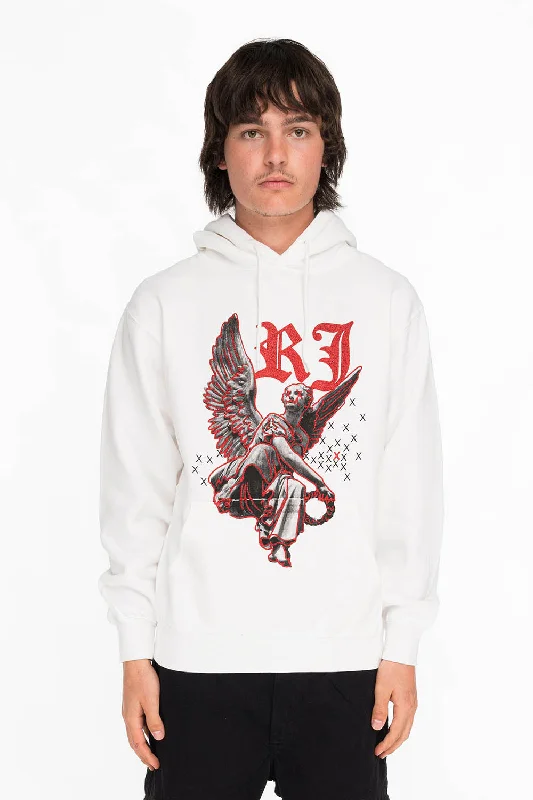 NEON ANGEL MENS PULLOVER HOODIE IN WHITE