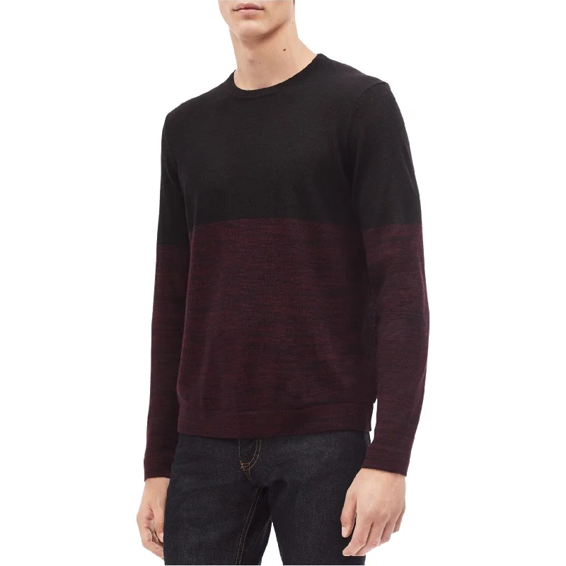 Calvin Klein Mens Colorblocked Knit Sweater, Black, X-Small