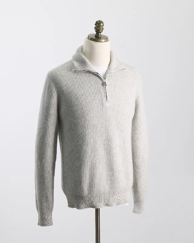 Wardrobe Staple Cashmere Blend Ribbed Quarter Zip Sweater