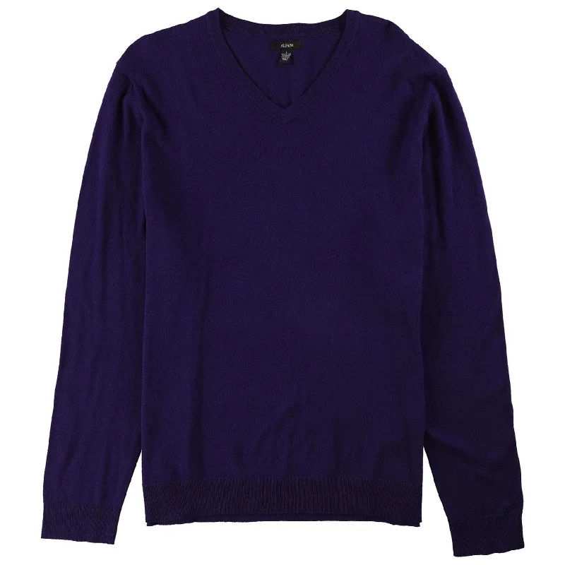 Alfani Mens v neck Knit Sweater, Purple, 3XL