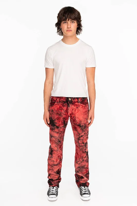 CLASSIC STRAIGHT LEG JEANS IN RED APACHE TIE DYE WASH