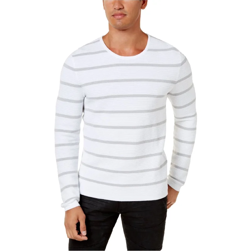 I-N-C Mens Textured Stripe Pullover Sweater, White, XX-Large