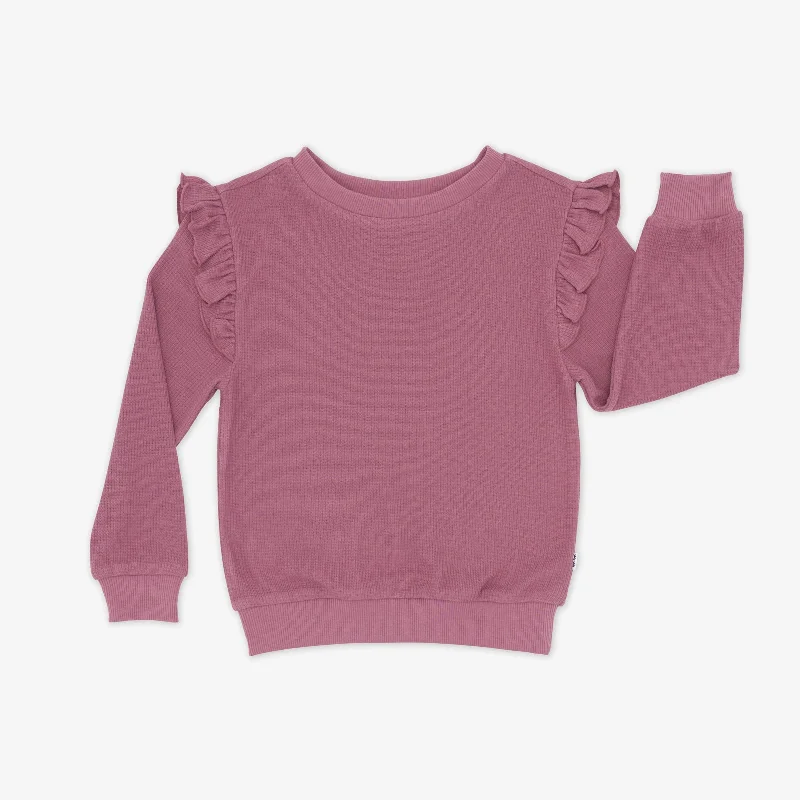 Dusty Plum Waffle Flutter Crewneck