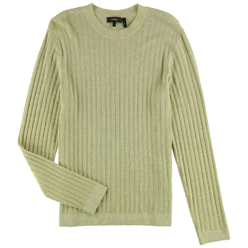 Theory Mens 100% Wool Pullover Sweater, Beige, Large