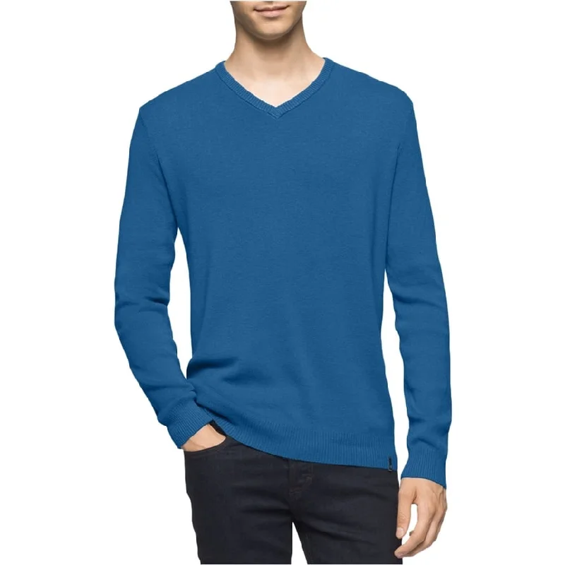 Calvin Klein Mens Knit Pullover Sweater, Blue, XX-Large