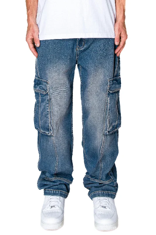 Men's Baggy Fit Cargo Denim Jeans