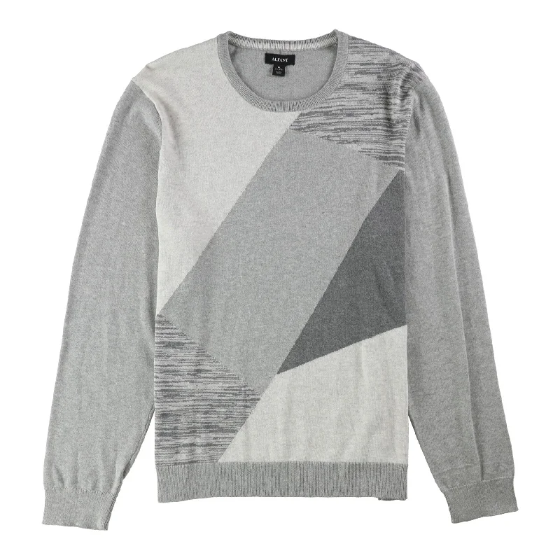 Alfani Mens Angled Colorblocked Pullover Sweater, Grey, XX-Large