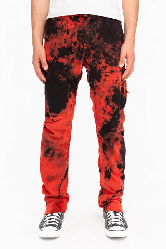 TECHNIQUE CARGO IN TIE DYE BLACK AND RED