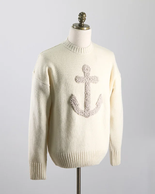 Re-Wool Crewneck With Embroidered Anchor