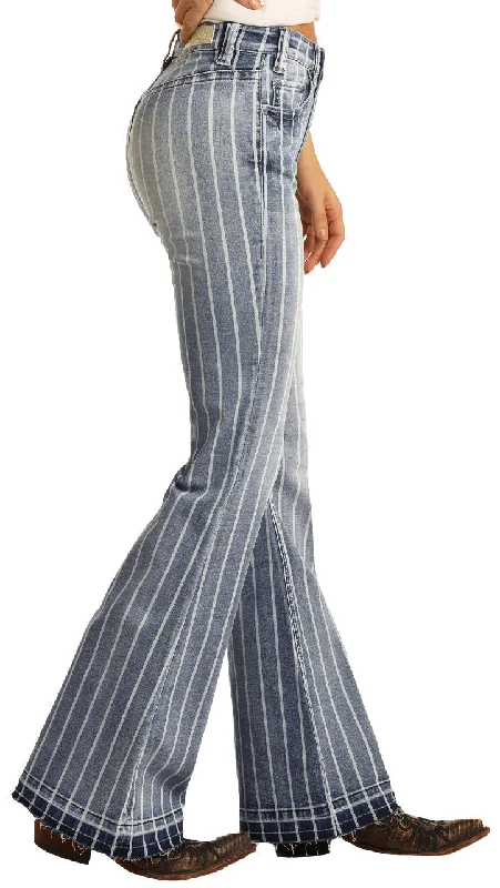 ROCK AND ROLL LADIES HIGH RISE EXTRA STRETCH STRIPED TROUSER JEANS STYLE W8H2533