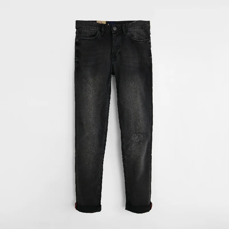 Men "Slim Fit" Distressed Soft Cotton Stretch Jeans