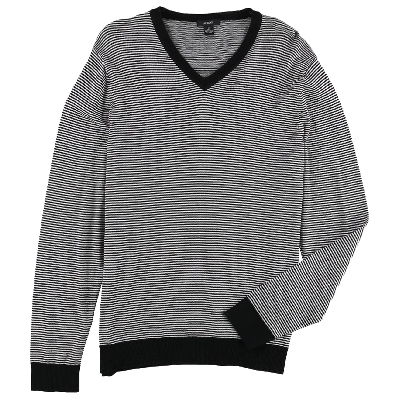 Alfani Mens Striped Pullover Sweater, Black, Medium