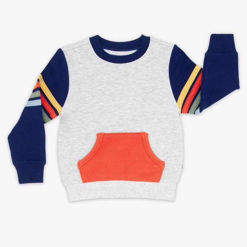 Multi Stripes Pocket Crewneck