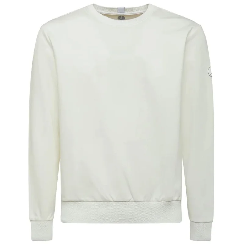 People Of Shibuya Chic White Tech Fabric Crewneck Men's Sweater