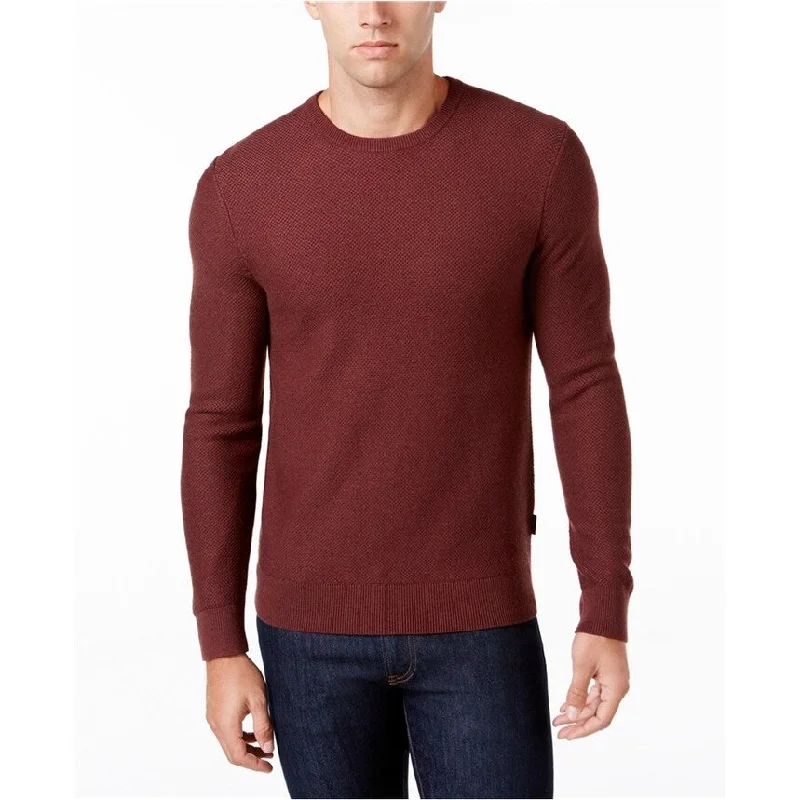 Michael Kors Mens Textured Knit Sweater, Brown, XX-Large