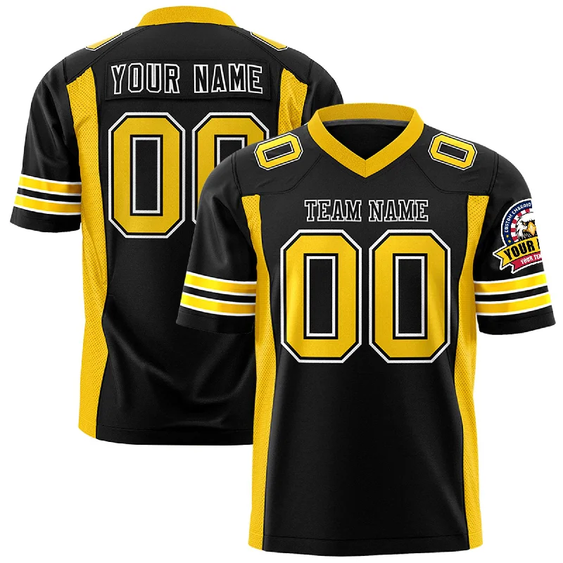 Custom Black Gold Personalized Insert Color Design Authentic Football Jersey