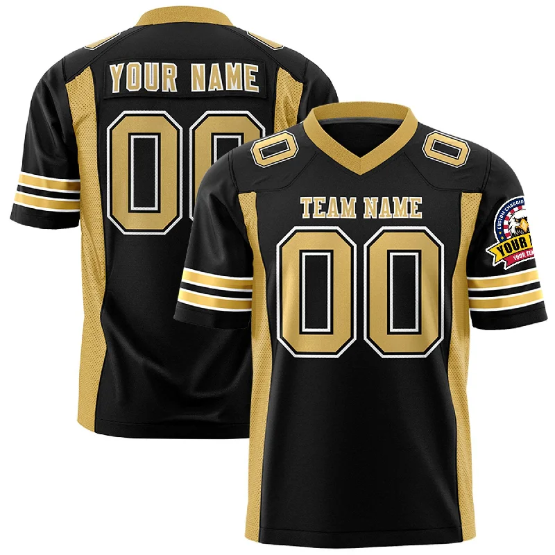 Custom Black Old Gold Personalized Insert Color Design Authentic Football Jersey