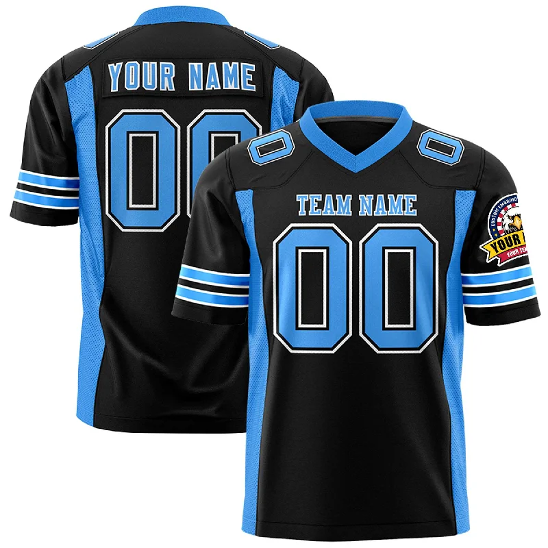 Custom Black Powder Blue Personalized Insert Color Design Authentic Football Jersey