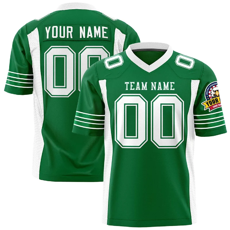 Custom Kelly Green White Personalized Insert Color Design Authentic Football Jersey