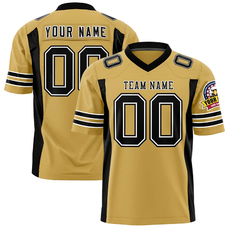 Custom Old Gold Black Personalized Insert Color Design Authentic Football Jersey