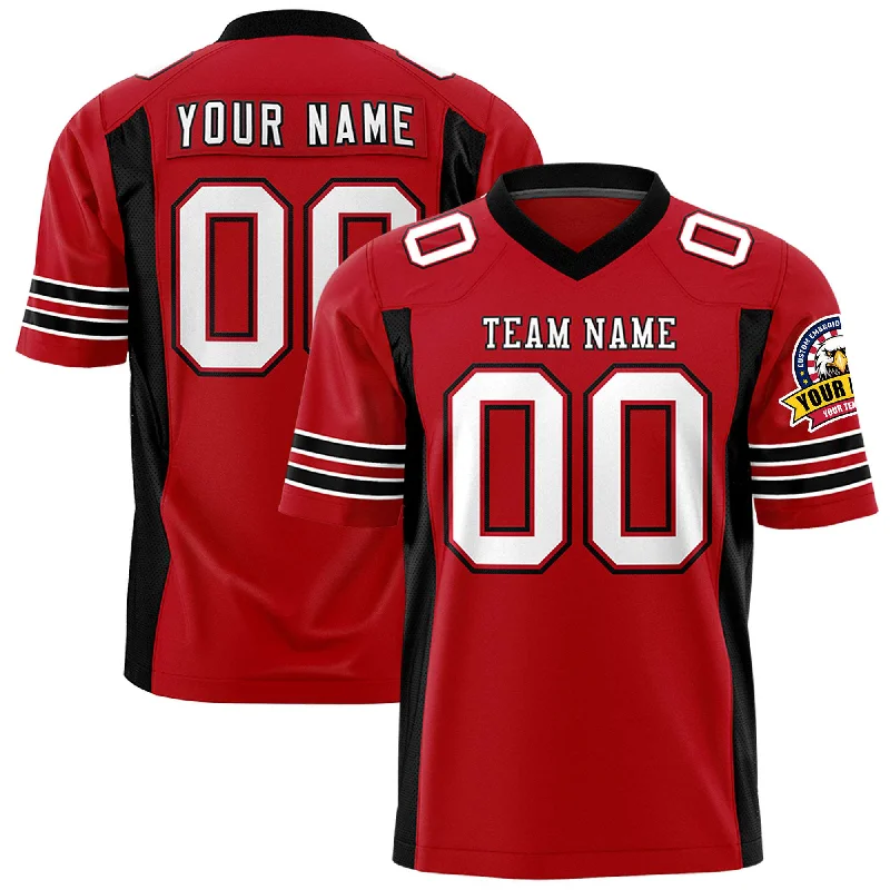 Custom Red Black Personalized Insert Color Design Authentic Football Jersey