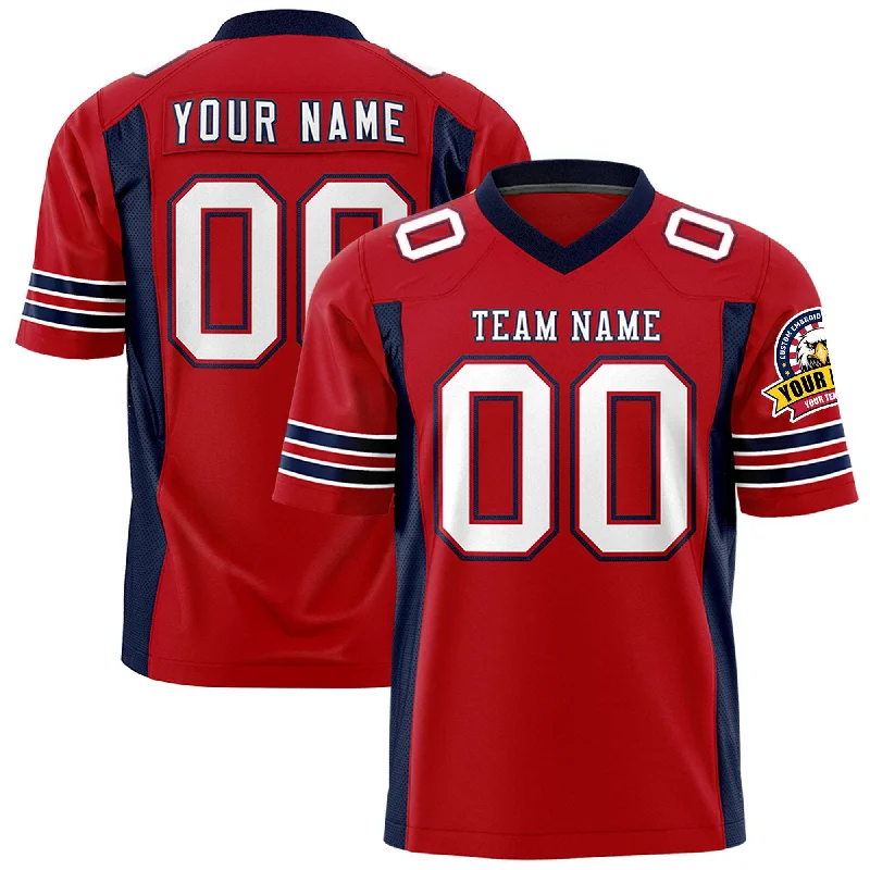 Custom Red Navy Personalized Insert Color Design Authentic Football Jersey