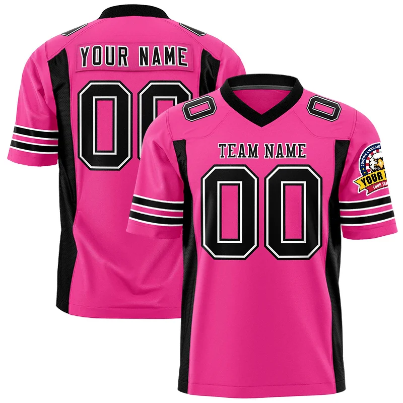 Custom Rose Red Black Personalized Insert Color Design Authentic Football Jersey