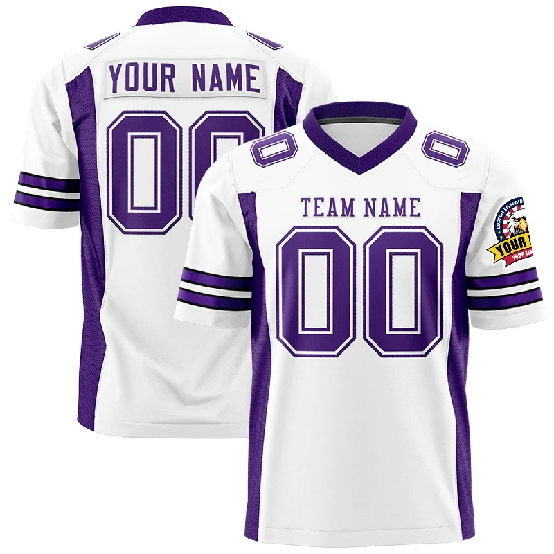 Custom White Purple Personalized Insert Color Design Authentic Football Jersey