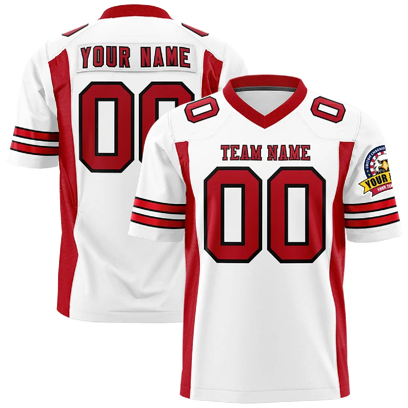 Custom White Red Personalized Insert Color Design Authentic Football Jersey