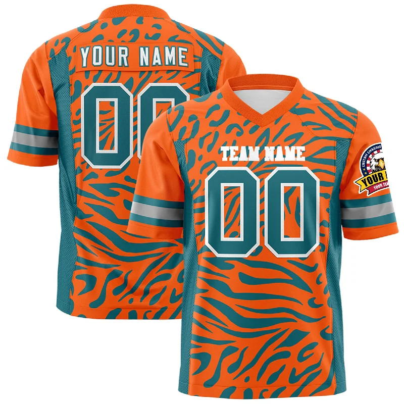 Custom Orange White Personalized Zebra Stripes Pattern Authentic Football Jersey