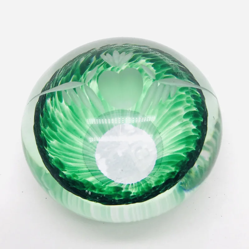 Green Claddagh Glass Paper Weight