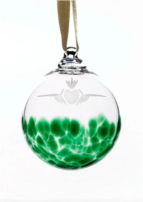 Green Irish Glass Claddagh Bauble