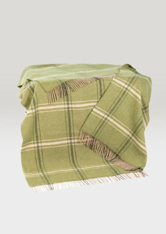 John Hanly Cashmere Merino Throw | Green Beige Cream