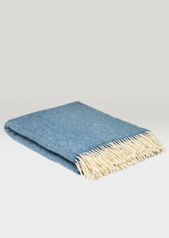 McNutt Pure Wool Throw Sky Herringbone