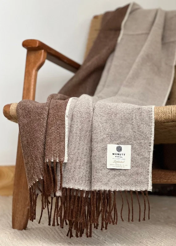 Mcnutt Lambswool Throw | Cappucino Reversible