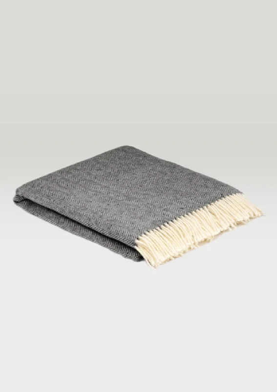 McNutt Storm Gray Herringbone Blanket Throw