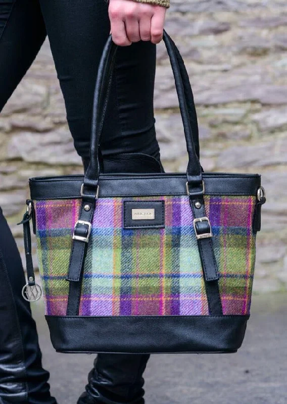 Mucros Kelly bag | Green Purple Check