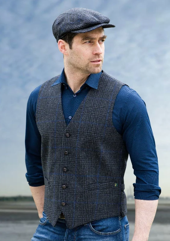 Mucros Tweed Waistcoat | Charcoal Blue