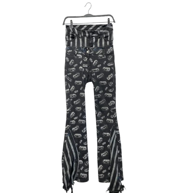 LIP SERVICE/Skinny Pants/S/Cotton/BLK/All Over Print/razor print, diy double jean